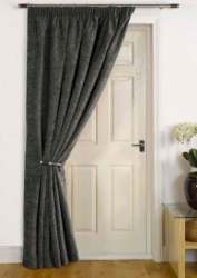 Attractive Dark Grey Plain Door Curtain
