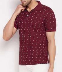 Maroon Printed Collar T-shirts For Men