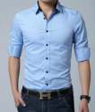 Stylish Men Blue Plain Slim Fit Shirts