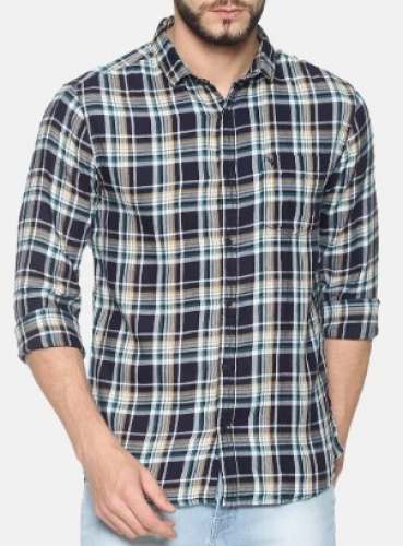 Men Regular Fit Check Cotton Shirts by Shree Ramji Collection