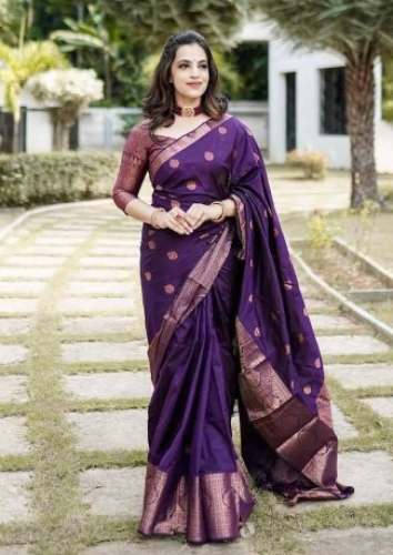 Ladies Beautiful Purple Silk Saree  by Vasthra Queen Of Saree