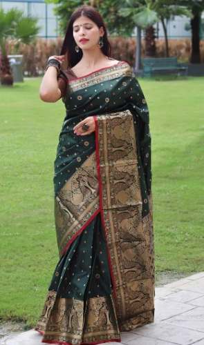 Fabulous Soft Silk Saree With Peacock Print  by Shiva Textiles