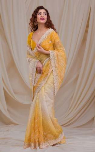 Yellow Designer Gotta Patti Work Sarees by Shiva Textiles