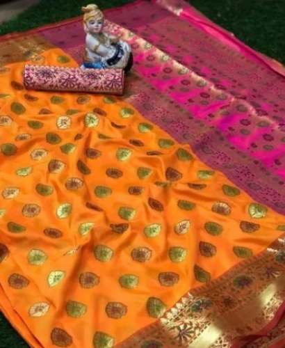 Ladies Banarasi Silk Saree With Gold Zari Work by Uthra Silks
