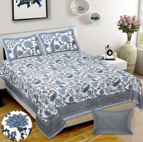 Cotton floral print double bed sheet  by Gunjan Udyog