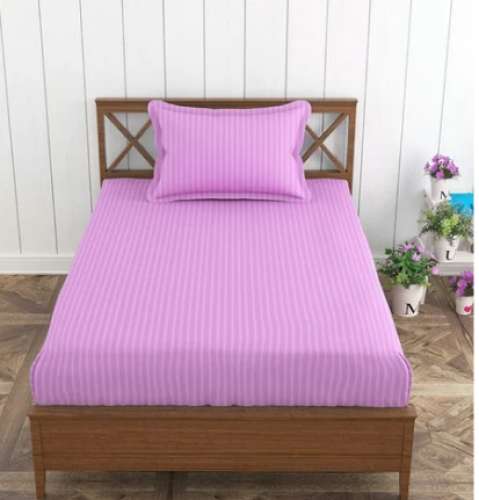 Satin Plain striped Bed Sheet by Gunjan Udyog