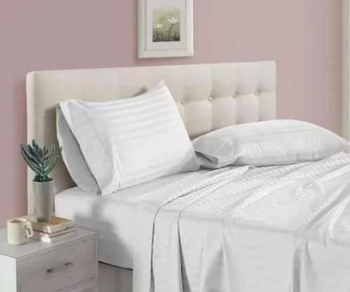 White Color Stripe Hotel Bed Sheets by Navya Enterprise