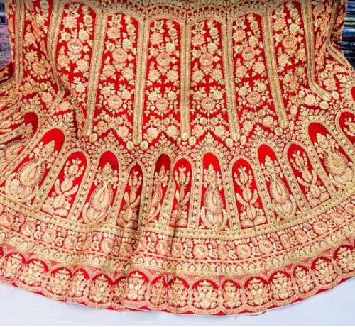 Red Embroidery Work Bridal Lehenga Choli For Women by New Saree Sansar