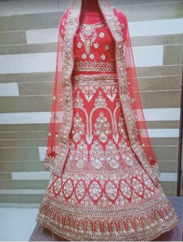 Gajri Bridal Embroidery Work Lehenga Choli