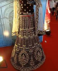 Marron Embroidery Bridal Lehenga Choli For Women