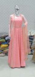 Baby Pink Long Gown With Jacket Style
