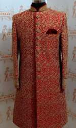 Red Ethnic Full Sleeve Mens Kurta