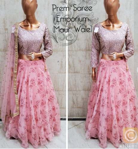 Multi Color Organza Printed Lehenga Choli 