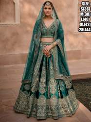 Velvet Heavy Embroidery Work Wedding Lehenga Choli by Tanvi Fashions