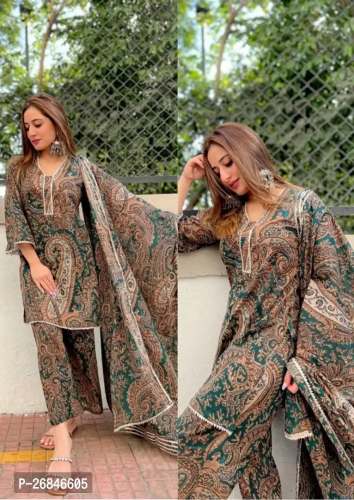 Green Paisley Print Cotton Suit Set