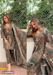 Green Paisley Print Cotton Suit Set