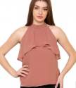 Fancy Plain Georgette Halter Neck Party Wear Top thumb 1