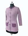 Women Purple Woolen Cardigan with Pockets thumb 2