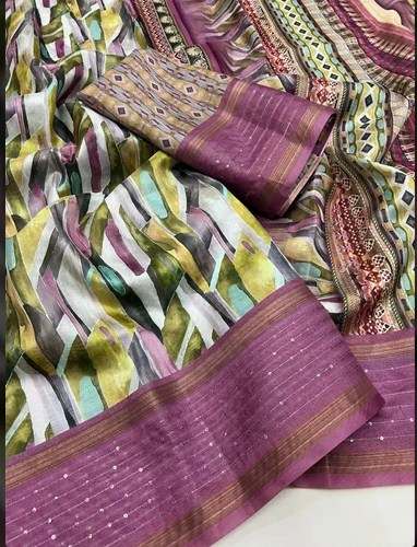 Fancy Digital Print Dola Silk Saree by Bhavya Silk Mills