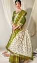 Green saree Soft Dola Silk Saree With Printed Work