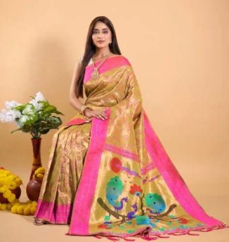 Paithani Silk Saree With Zari Weaving Work