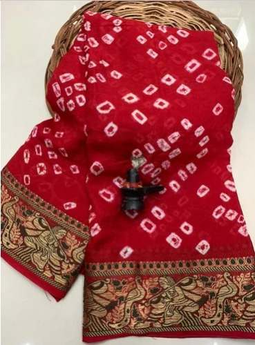 Soft Bandhani Saree With Zari Weaving Work