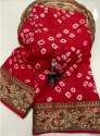 Soft Bandhani Saree With Zari Weaving Work