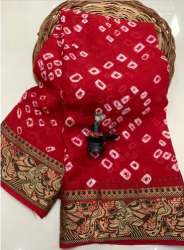 Soft Bandhani Saree With Zari Weaving Work