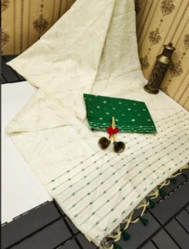 Soft Muga Cotton Saree With Zari Weaving Work
