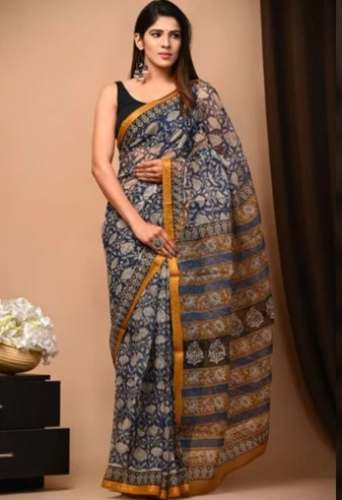 New Collection Handblock Print Kota Doria Saree by Venkatasai Enterprises