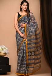 New Collection Handblock Print Kota Doria Saree