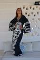 Ladies Navy Blue Embroidered Kaftan