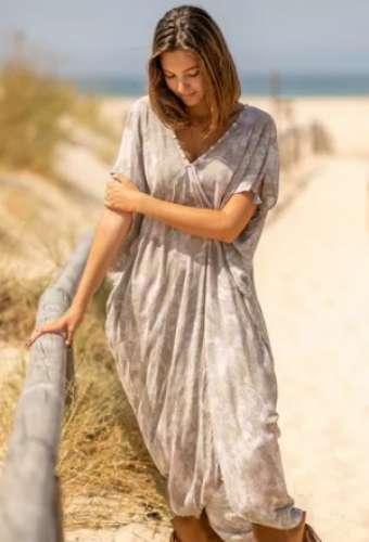 Ladies Tie Dye Long Maxi Dress With Half Sleeves by Jahota Export