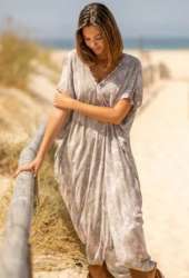 Ladies Tie Dye Long Maxi Dress With Half Sleeves