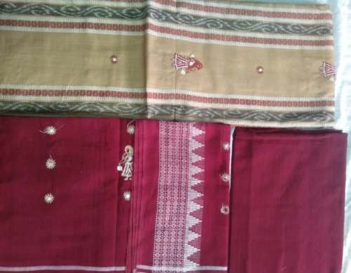 Fancy Cotton Pochampally Hand Work Dress Material