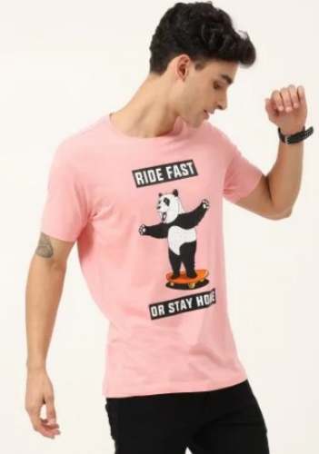 Peach Color mens Printed T shirt  by Stylervela Apparels