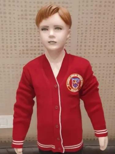 Kids Red Hosiery Sweater With Button by R N Bajaj Knitwears