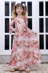 Kids Girls Crepe Floral Printed Gown