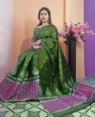 Slab Cotton Mekhela Chador With blouse piece For Women Chadar