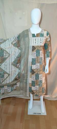 Cotton Jaipur Fabric Kurti Pant Dupatta by Sakshi Creaion