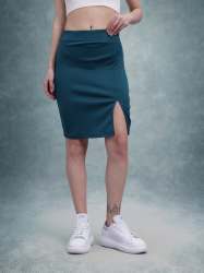 Bodycon Knee-Length Skirt with Slit | Casual & Sleek Style | Set of 4 Size(26,28,30,32)
