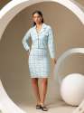 Light Blue Check Co-Ord Set â€“ Stylish Blazer & Pencil Skirt for Office Wear
