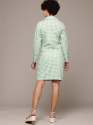 Mint Green Houndstooth Blazer & Skirt Co-Ord Set for Chic Office Looks thumb 1