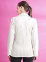 Off-White Vertical Striped Women's Blazer with Lapel Collar and Buttons thumb 1