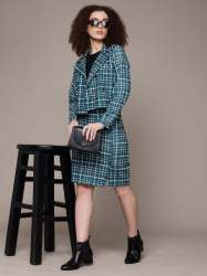 Teal Checkered Co-ord Set for Women Stylish & Pencil Skirt 