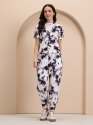 Women Black & White Tie-Dye Co-ord Set with Half Sleeves and Jogger Pants