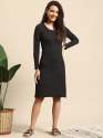 Women Bodycon Knee-Length Dress with Full Sleeves