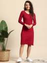 Women Bodycon Knee-Length Dress with Full Sleeves thumb 2