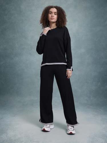 Women Co-ord Set Full Sleeves & Side-Slit Hem Trouser