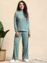 Women Co-ord Set with Full Sleeves & Wide-Leg Relaxed Trouser thumb 1